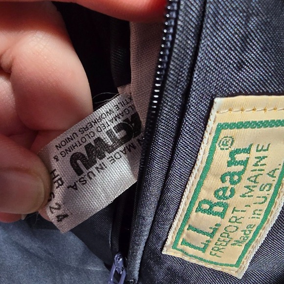 LL Bean Blazer Mens 44L Blue Polyester 2 Button Inside Zipper Pocket Vintage - Picture 9 of 16